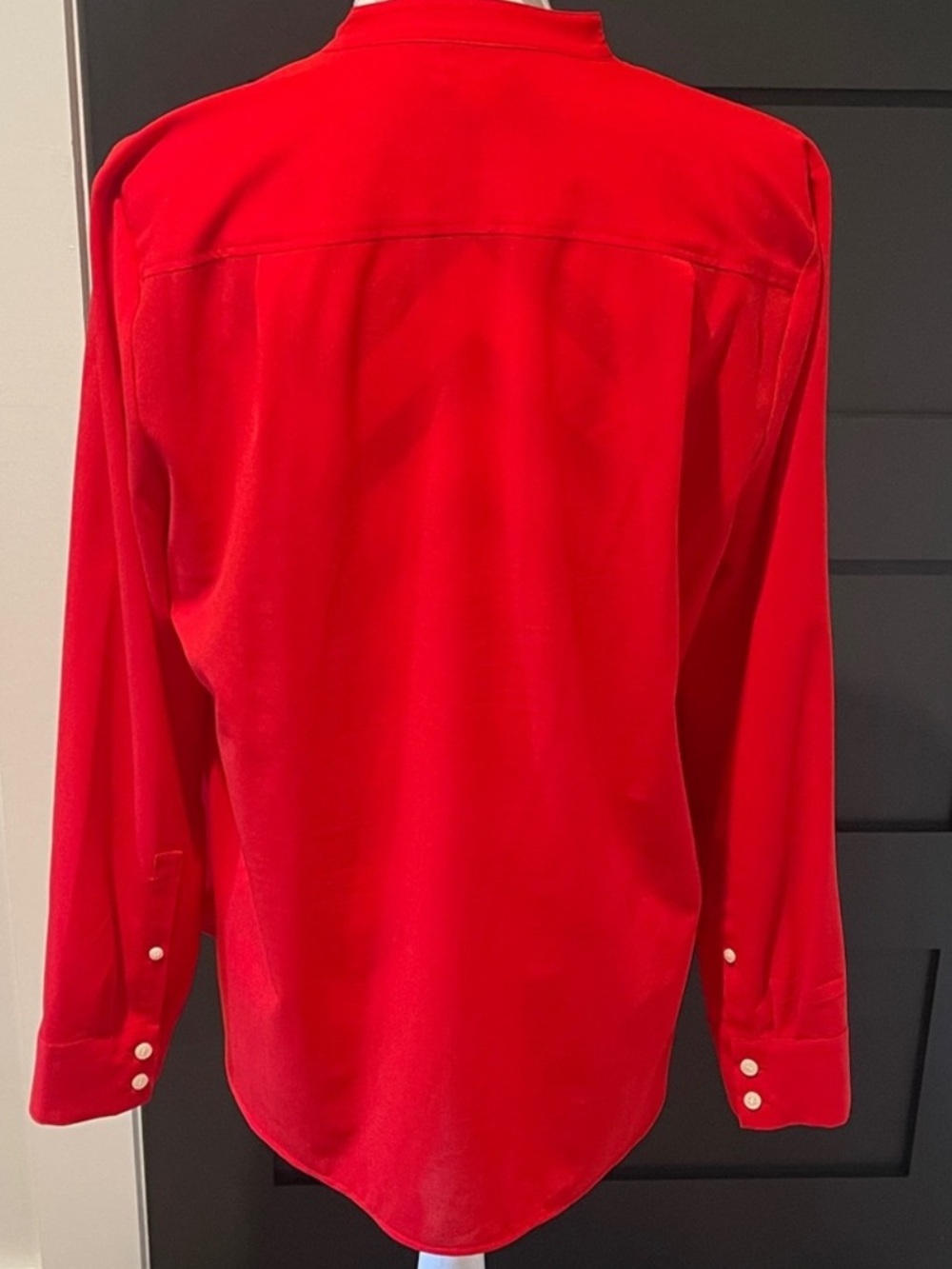 J.Crew Pleated Red Tuxedo Blouse Size L - Picture 6 of 8